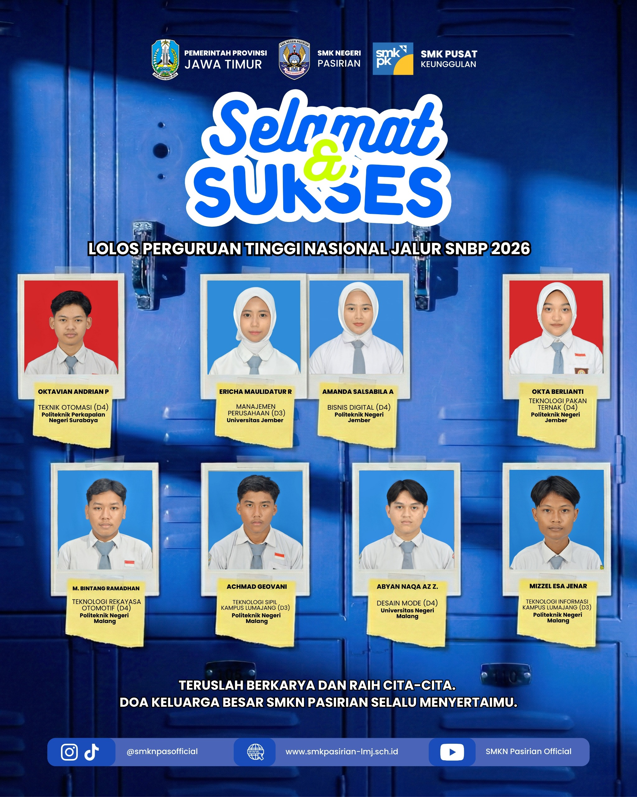 Bangga! 8 Siswa Terbaik SMKN Pasirian Lolos PTN Jalur SNBP 2026